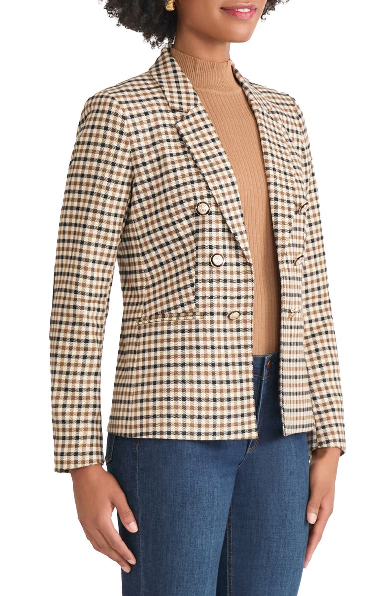Jones New York Check Faux Double Breasted Blazer, Alternate, color, 
