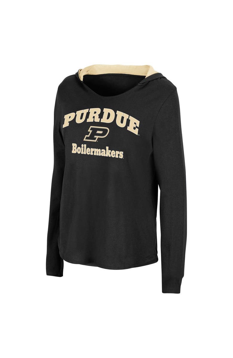 COLOSSEUM Women's Colosseum Black Purdue Boilermakers Catalina Hoodie Long Sleeve T-Shirt, Alternate, color, Black