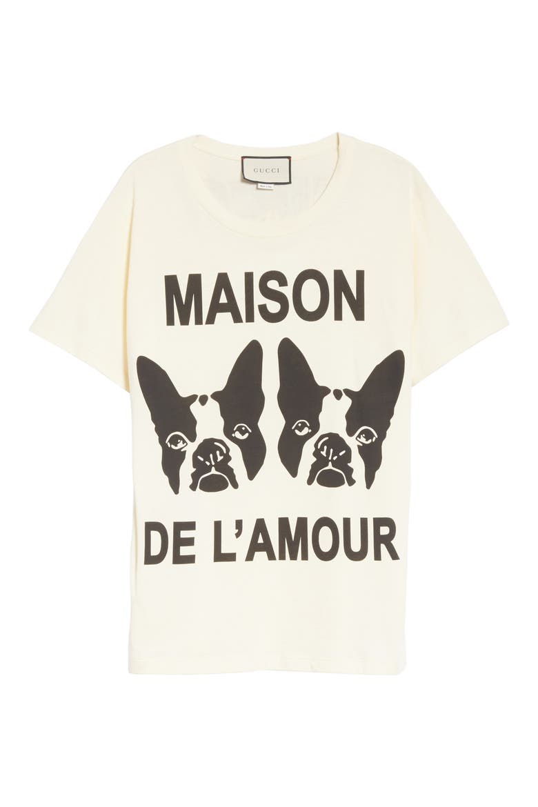 Maison de l'Amour Dog Print Cotton Jersey Tee, Alternate, color, SUNKISSED/ BLACK