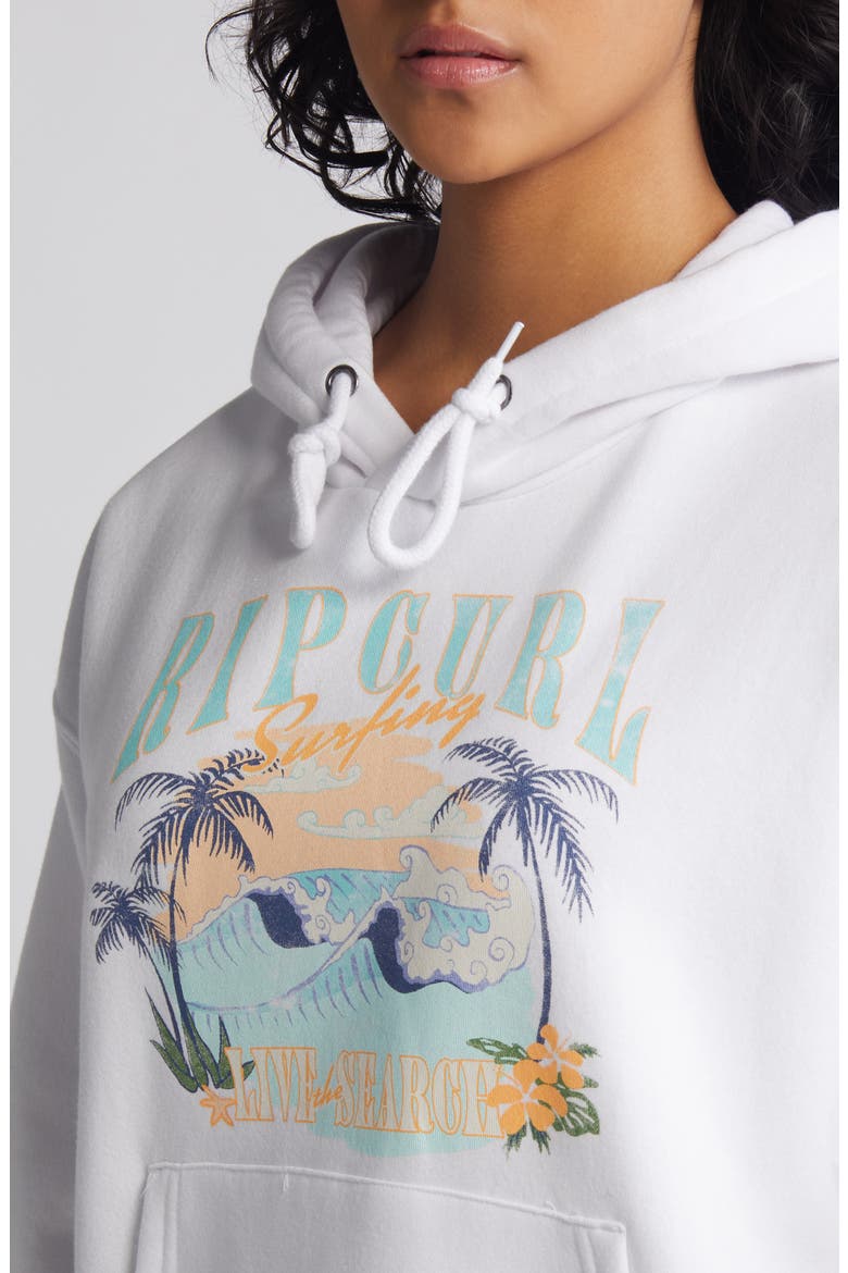 Paradise Palms Fleece Graphic Hoodie, Alternate, color, WHITE