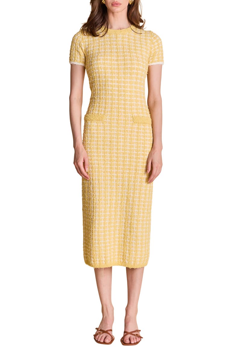 Check Knit Dress, Main, color, BUTTER/ WHITE