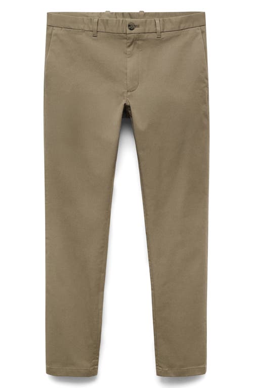 Mango Barna Slim Fit Stretch Twill Chino Pants In Green