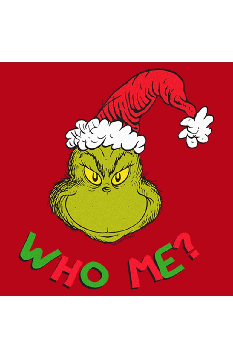 The Grinch Men's The Grinch Christmas The Grinch Who Me  Pull Over Hoodie, Alternate, color, Red: Who Me