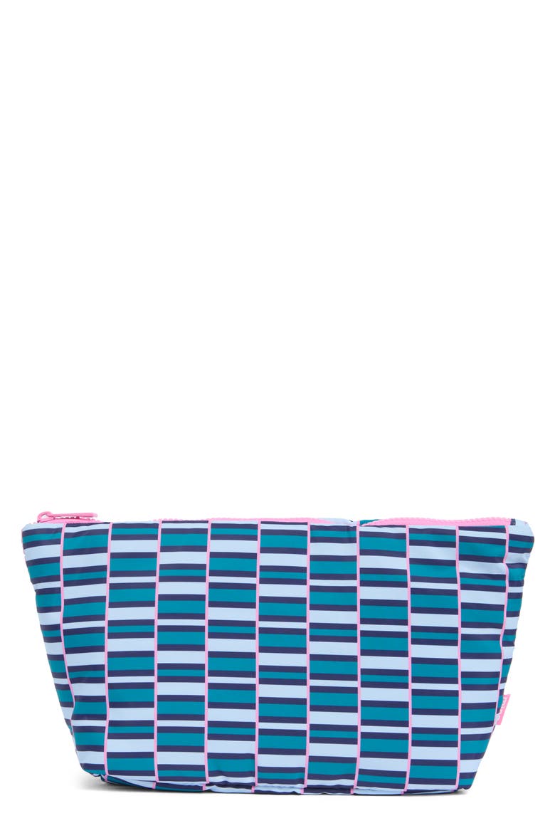 Vanity Quilted Cosmetic Bag, Main, color, TEAL/ PINK