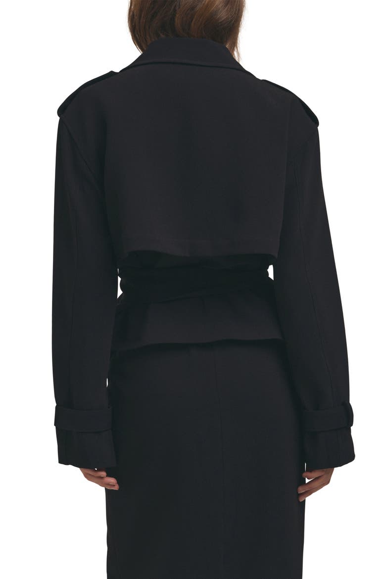 The Charles Crop Trench Coat, Alternate, color, BLACK