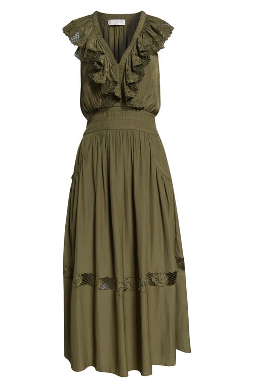 Ramy Brook Laila Ruffle Smocked Waist Maxi Dress In Green