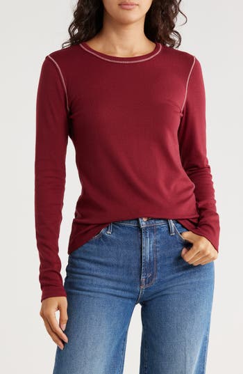 Melrose And Market Exposed Seam Long Sleeve T-shirt In Multi