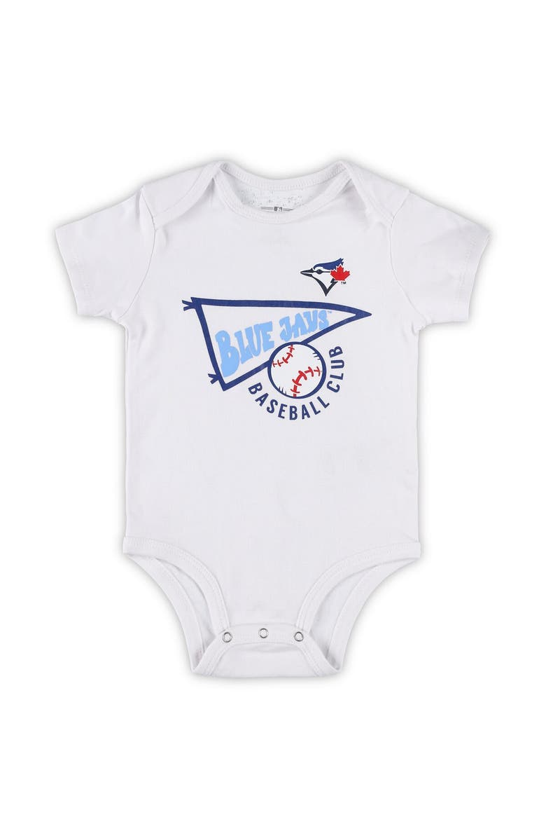 Outerstuff Infant Powder Blue /White/Heather Gray Toronto Blue Jays Biggest Little Fan 3-Pack Bodysuit Set, Alternate, color, 