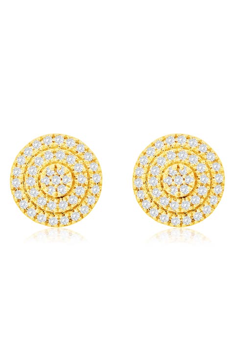 Pavé Diamond Round Stud Earrings