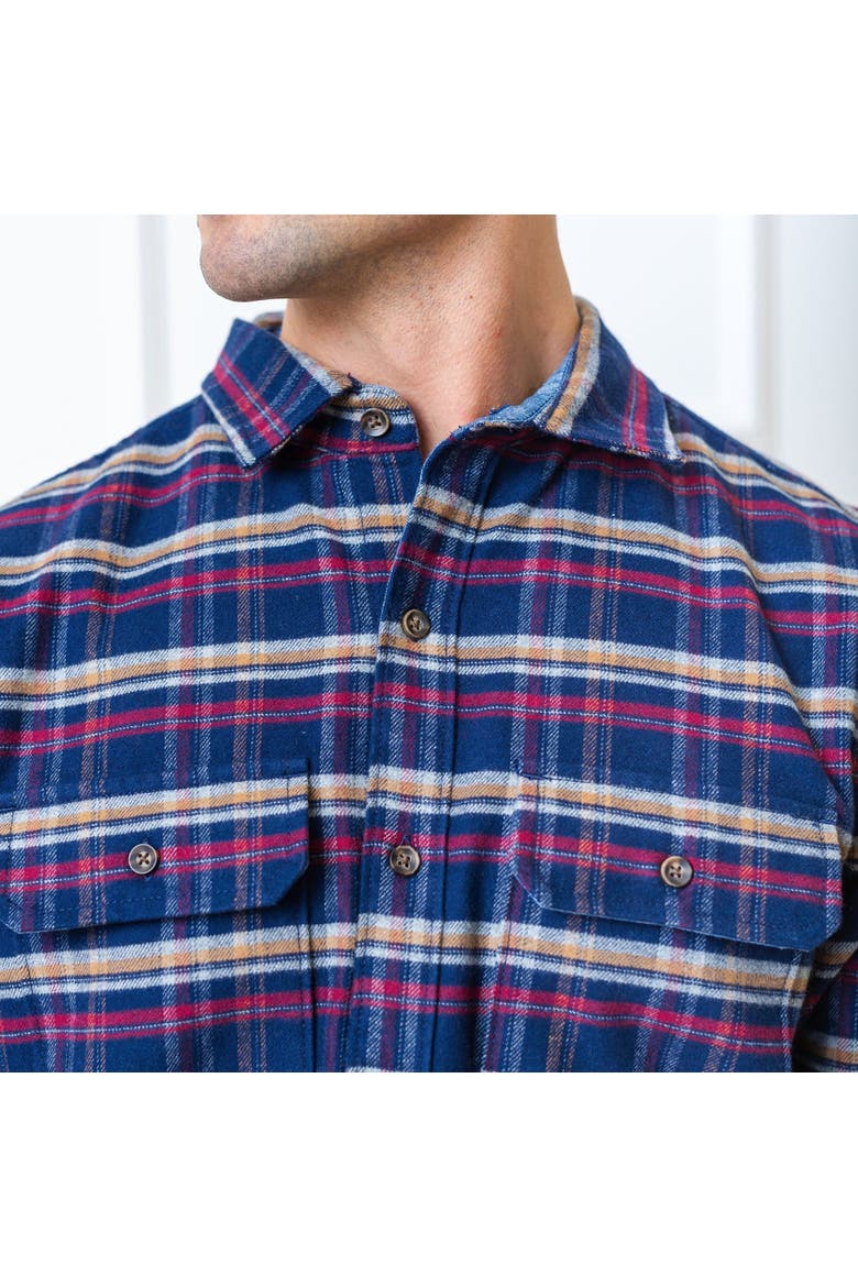 Men's Organic Flannel Double Pocket Shirt, Alternate, color, Navy Autumn Plaid