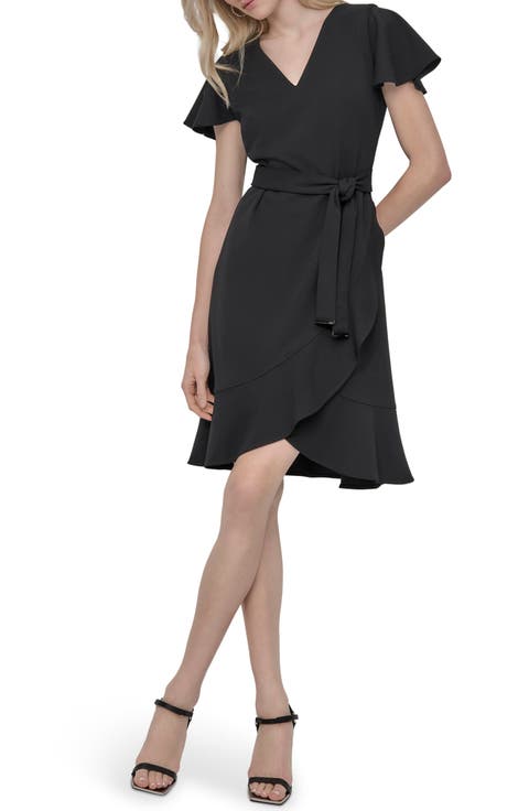 Short Sleeve Tulip Hem Fit & Flare Dress