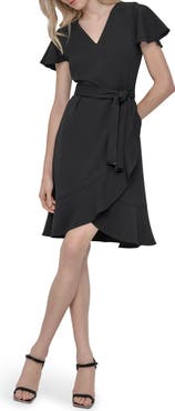 DKNY Short Sleeve Tulip Hem Fit & Flare Dress