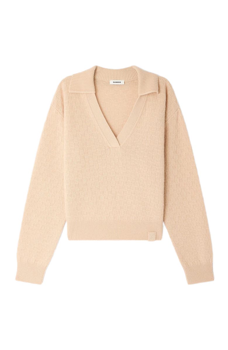 SANDRO Polo-neck sweater, Alternate, color, Beige