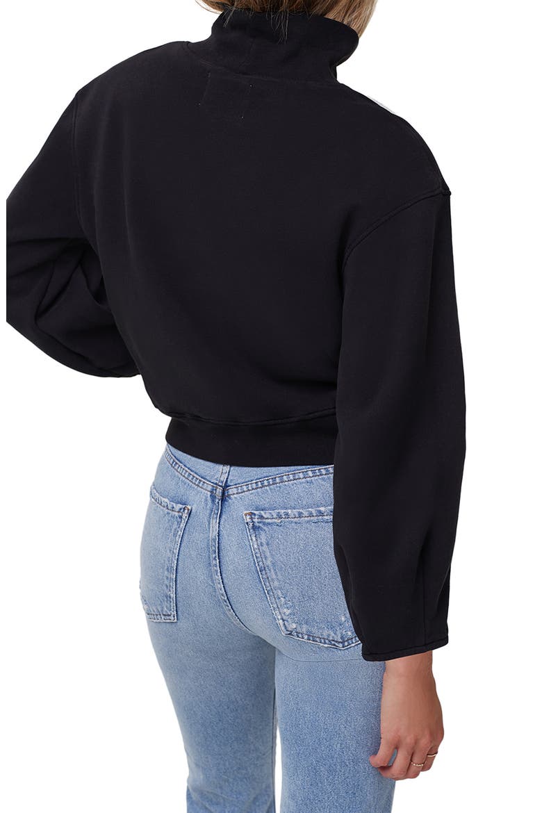 Maya Mock Neck Sweatshirt, Alternate, color, BLACK