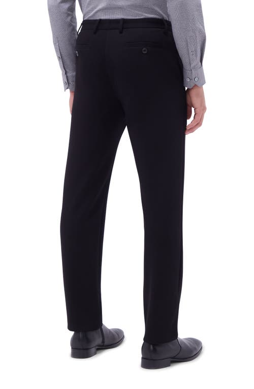 Bugatchi Slim Tailored Fit Flat Front Soft Touch Knit Dress Pants In Black