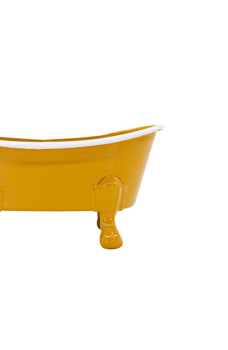 Foreside Home and Garden Mustard Enamel Bathtub Soap Dish Planter Metal, Alternate, color, Yellow