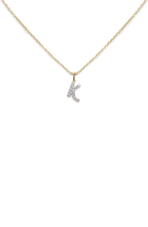 Monica Vinader Lab Created Diamond Initial Pendant Necklace In 14kt Solid Gold - K