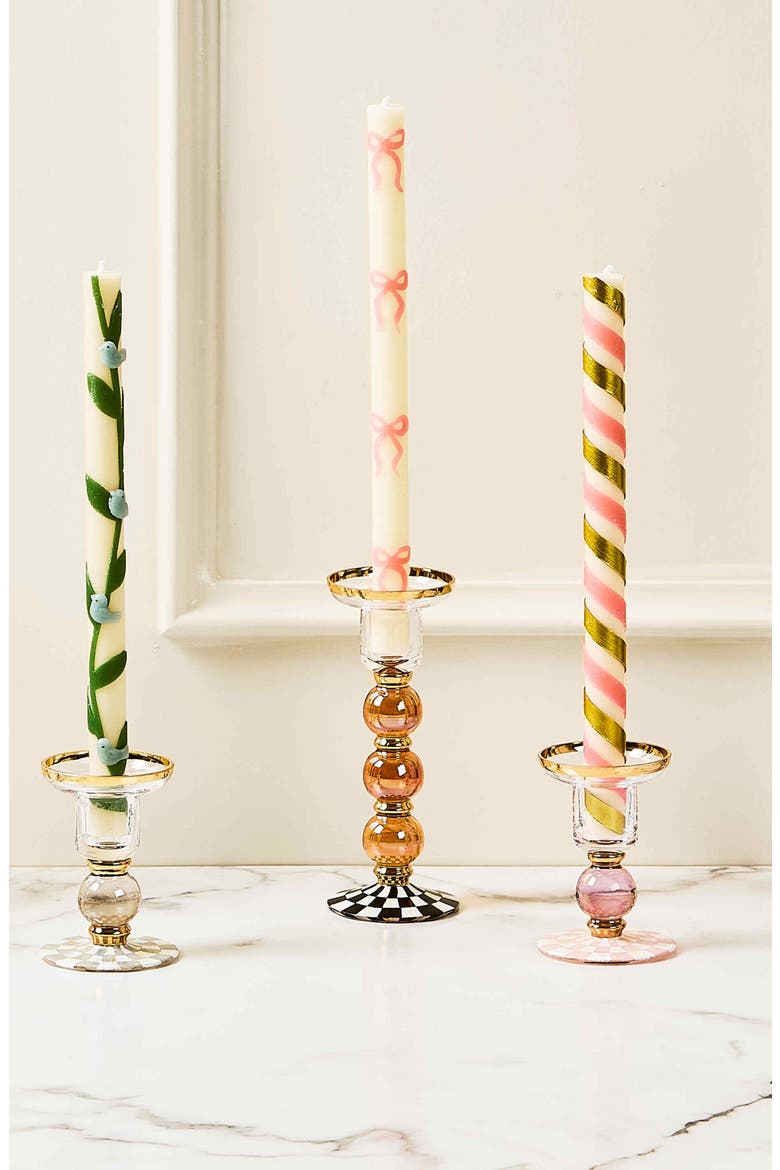 Courtly Check Large Glass Candleholder, Alternate, color, BLACK/ WHITE