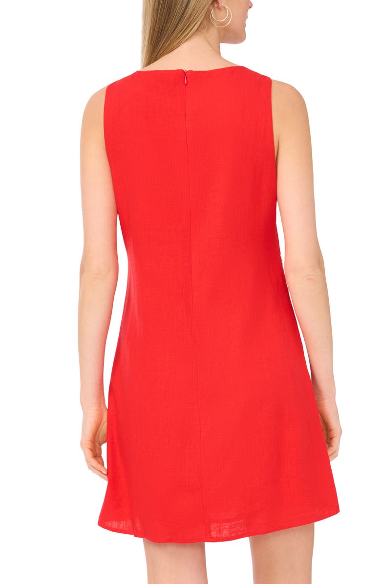 Vince Camuto Embroidered Floral Sleeveless A-Line Dress, Alternate, color, Lobster Red