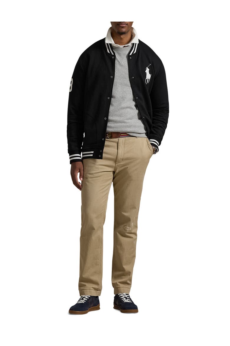 Big & Tall Big Pony Fleece Baseball Jacket, Alternate, color, POLO BLACK