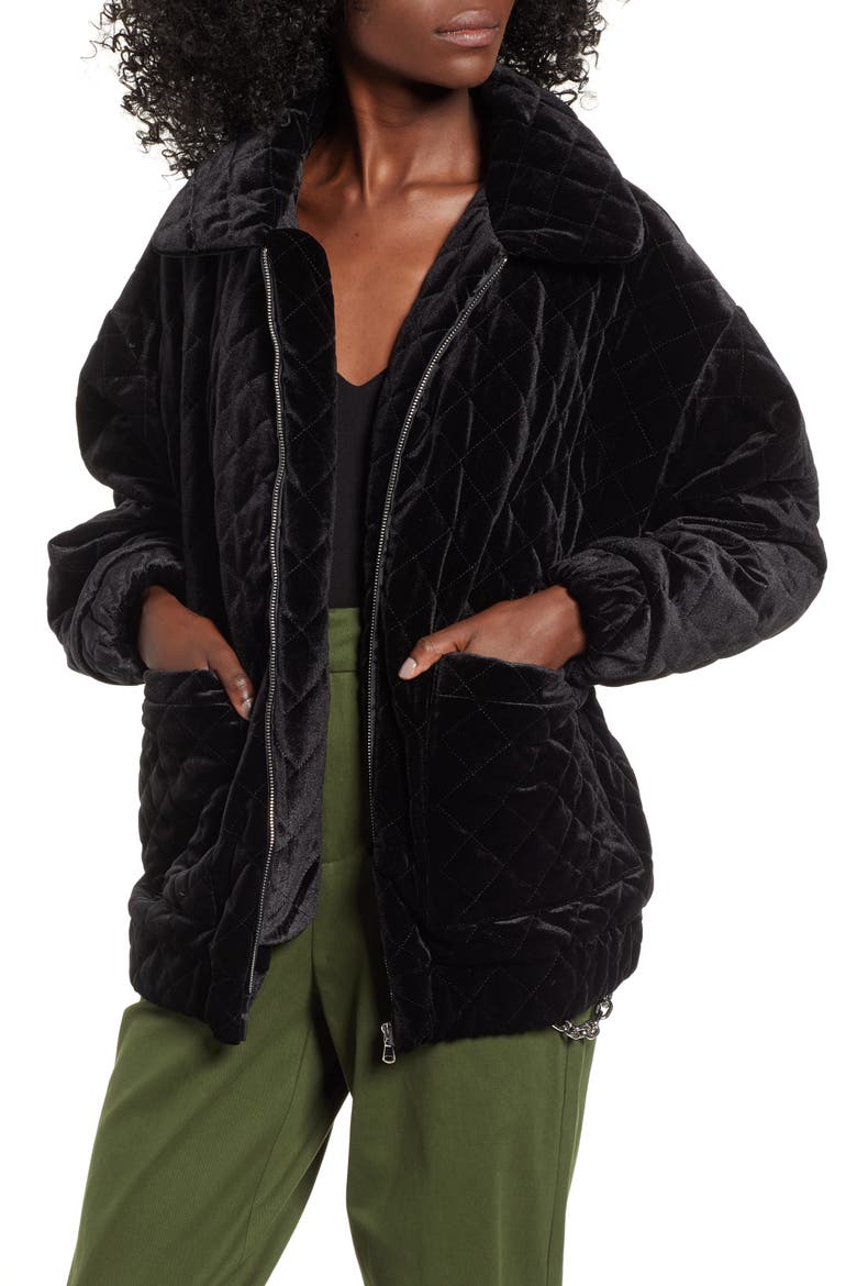 Contraband Quilted Velvet Jacket, Main, color, BLACK