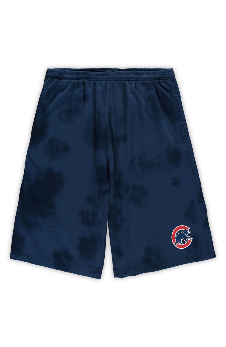 PROFILE Men's Navy Chicago Cubs Big & Tall Tye Dye Fleece Shorts, Main, color, Navy