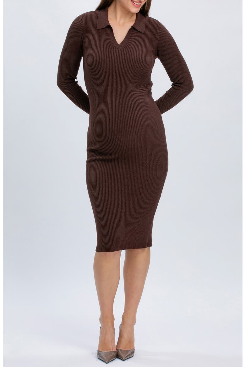 Lavinia Rib Knit Maternity Dress, Main, color, MOKA