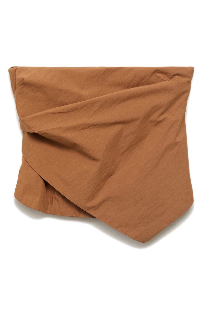 MANGO Asymmetric Strapless Top, Alternate, color, Brown