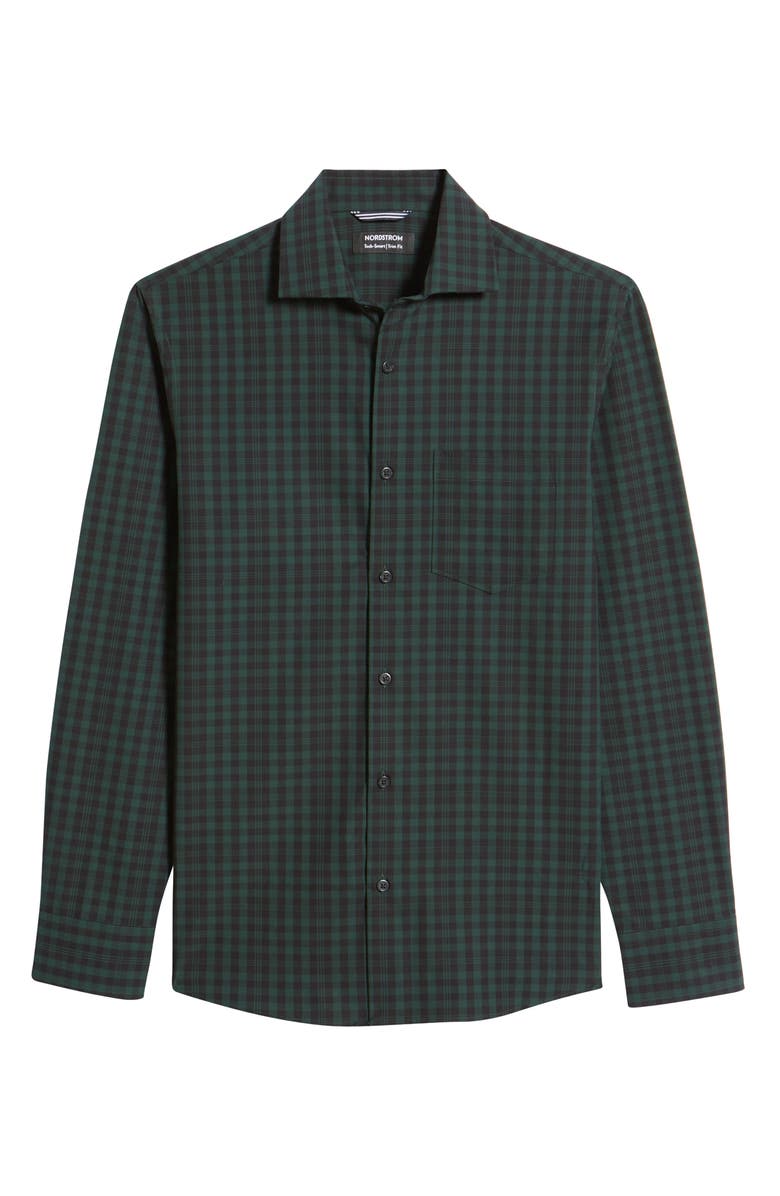 Nordstrom Tech-Smart Trim Fit Gingham Stretch CoolMax Poplin Button-Down Shirt, Alternate, color, 