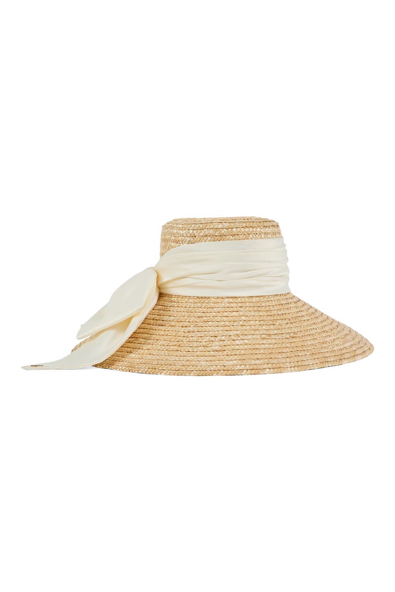 Mirabel Bow Straw Sun Hat, Alternate, color, NATURAL