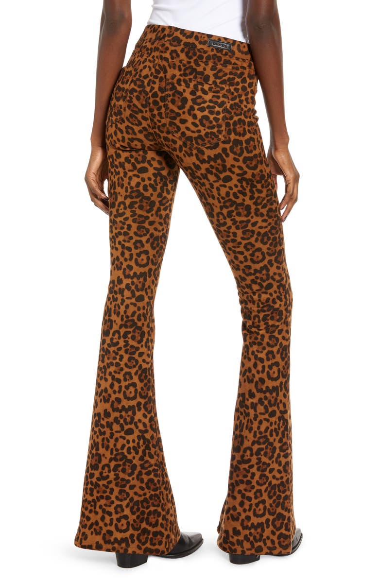 BLANKNYC Leopard Print Faux Suede Flare Pants, Alternate, color, 