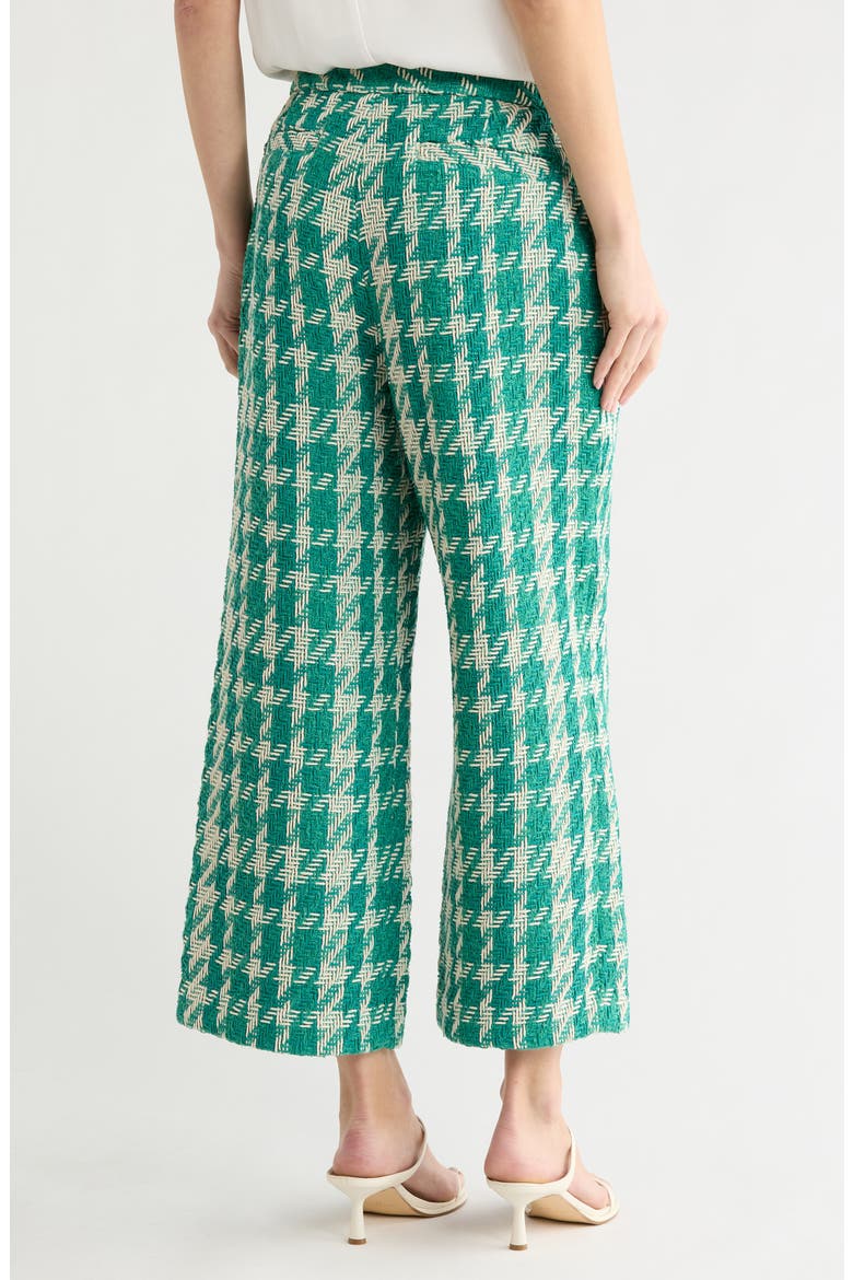 Lula Tweed Straight Leg Pants, Alternate, color, VINTAGE WHITE/TEAL HOUNDSTOOTH