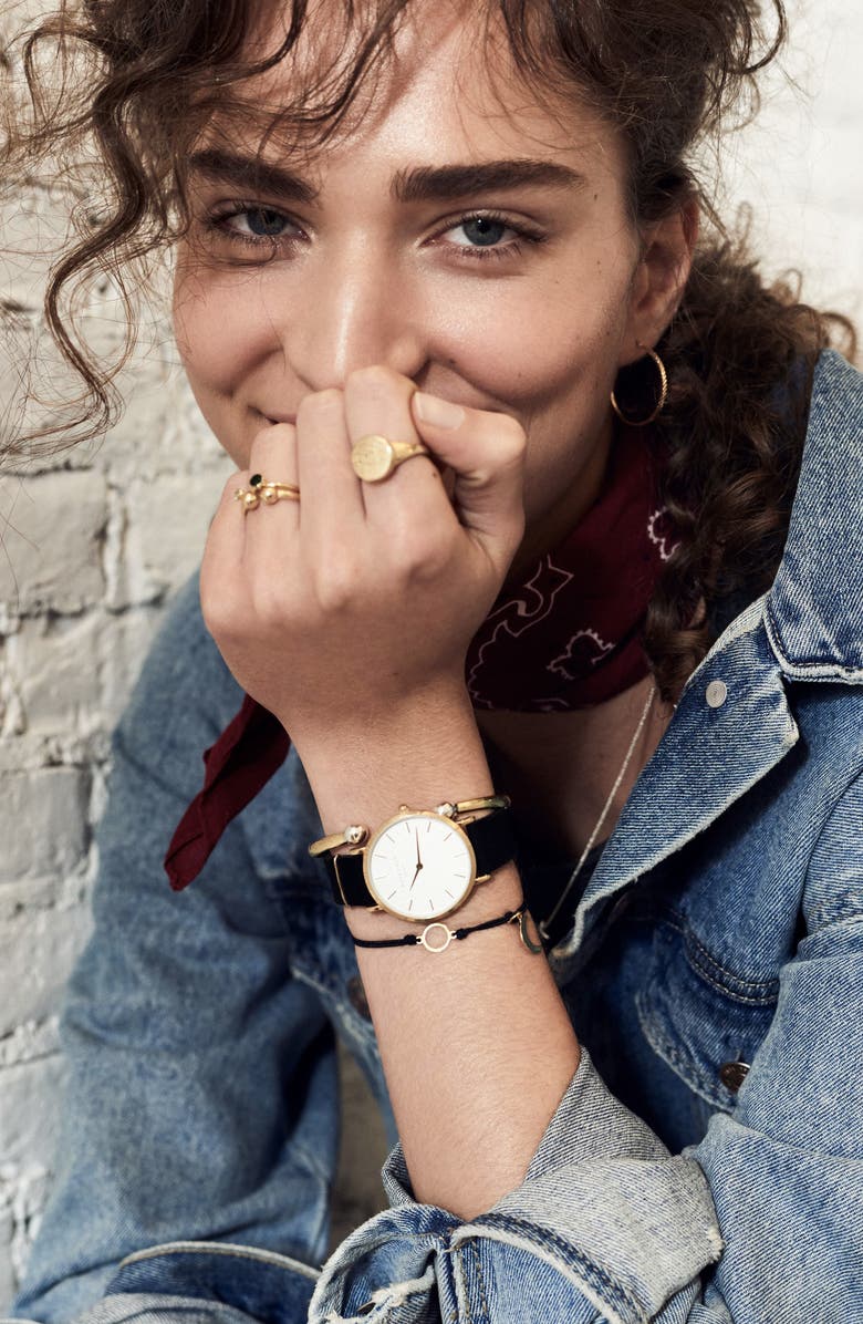 ROSEFIELD West Village Leather Strap Watch, 33mm, Alternate, color, 