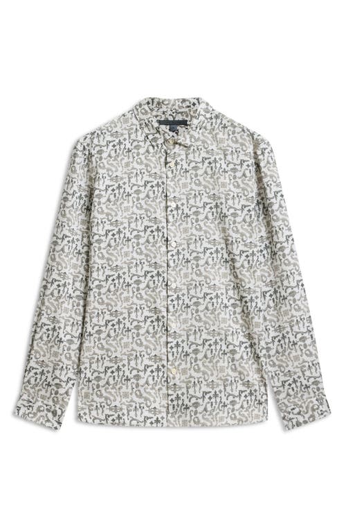 John Varvatos Ross Regular Fit Print Shirt In Gray