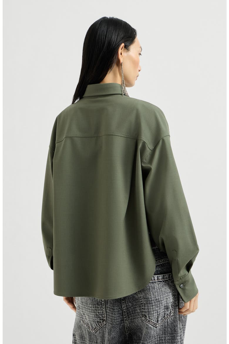 Tropical luxury wool shirt with shiny tab, Alternate, color, Green