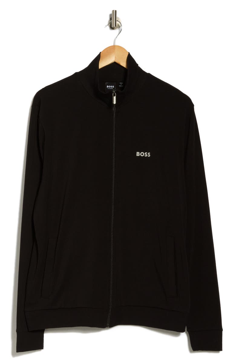 BOSS Peter Stretch Cotton Track Jacket, Alternate, color, Black