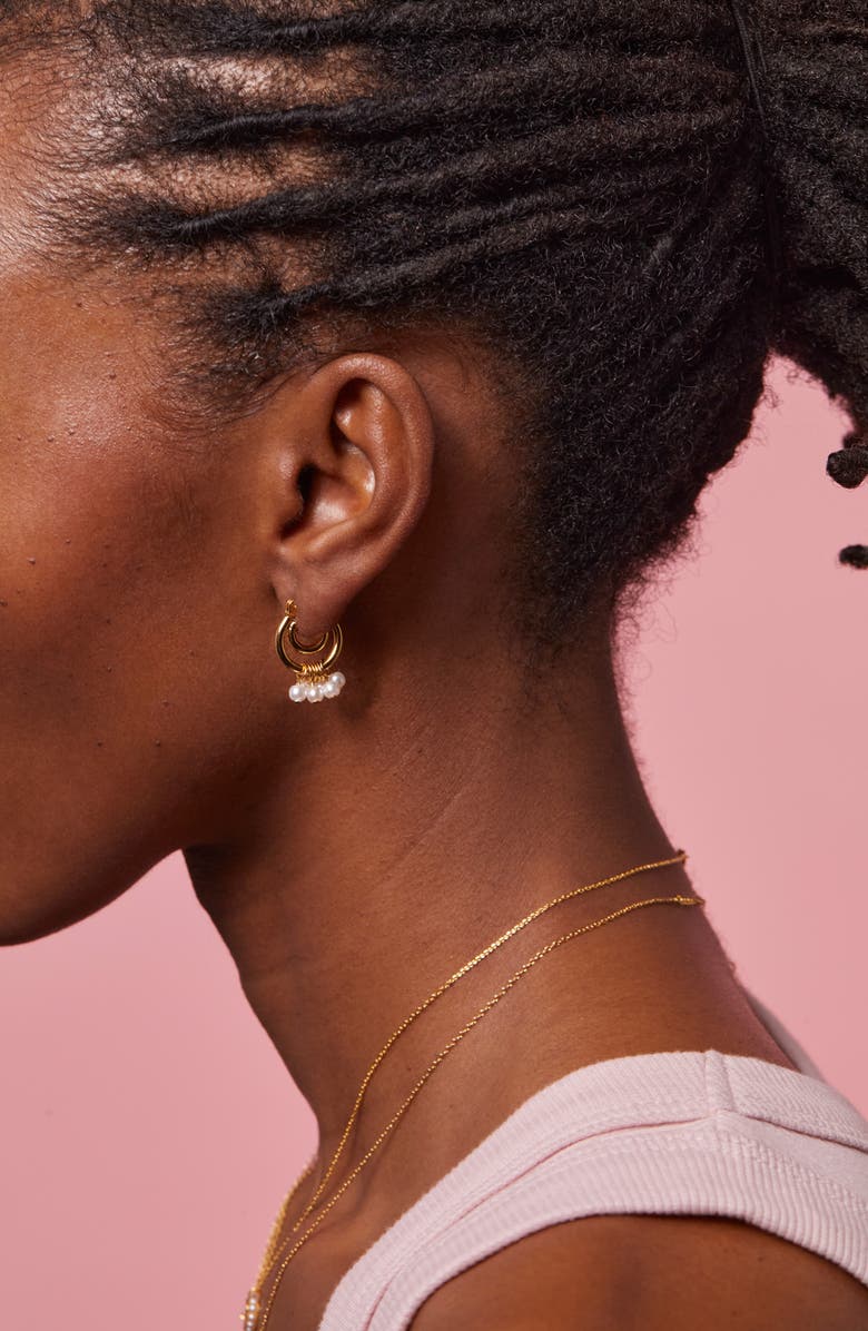 Estella Bartlett Pearl Drop Double Hoop Earrings, Alternate, color, Gold