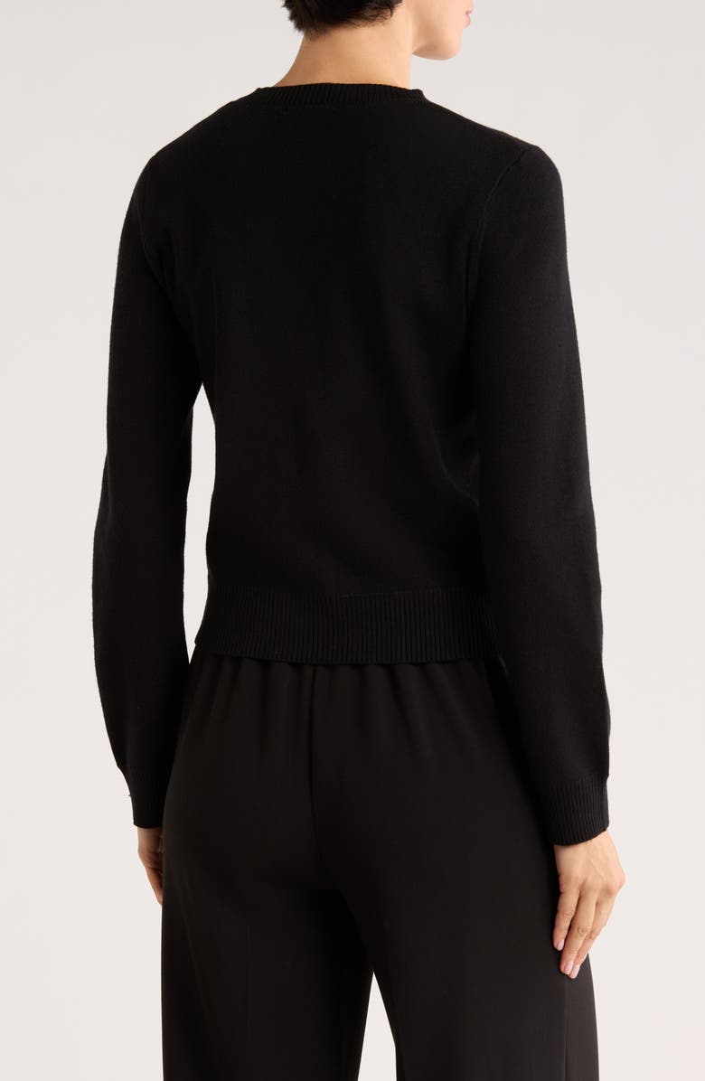 Adrianna Papell Floral Embroidered Crop Cardigan, Alternate, color, Black/ Cream