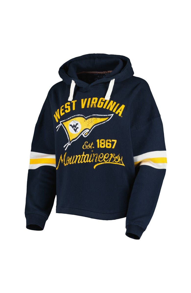 PRESSBOX Women's Pressbox Navy West Virginia Mountaineers Super Pennant Pullover Hoodie, Alternate, color, Navy