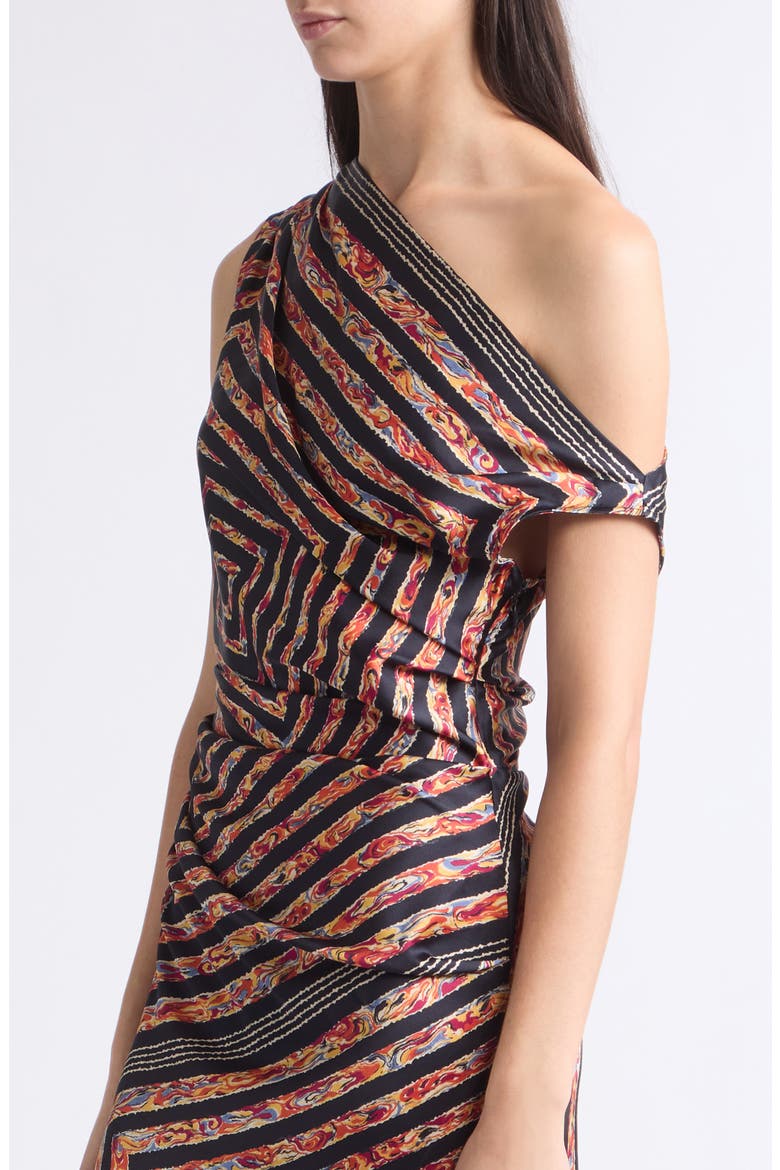 Phare One-Shoulder Stretch Silk Dress, Alternate, color, STUDIO