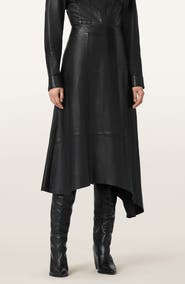 AllSaints Gia Asymmetric Leather Skirt