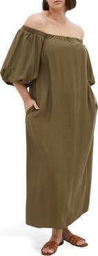 City Chic Layla Off the Shoulder Puff Sleeve Maxi Dress