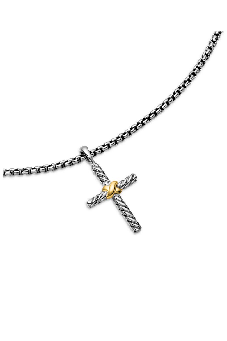 Petite X Cross Necklace in Sterling Silver with 14K Yellow Gold, 24mm, Alternate, color, TWO TONE
