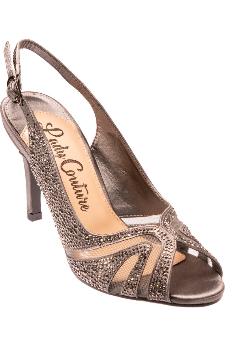 LADY COUTURE Rhinstone Slingback Sandal, Main, color, Pewter
