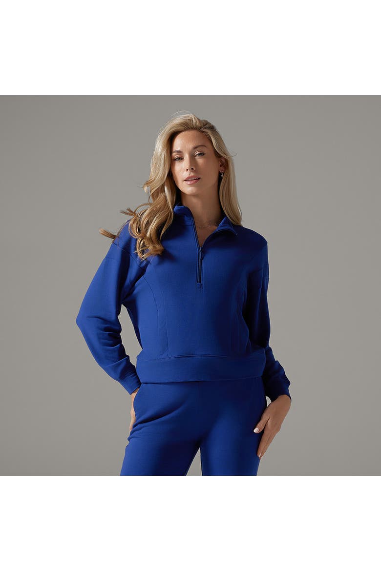 3/4 Zip Cozy Fleece Pullover, Alternate, color, DEEP NAVY
