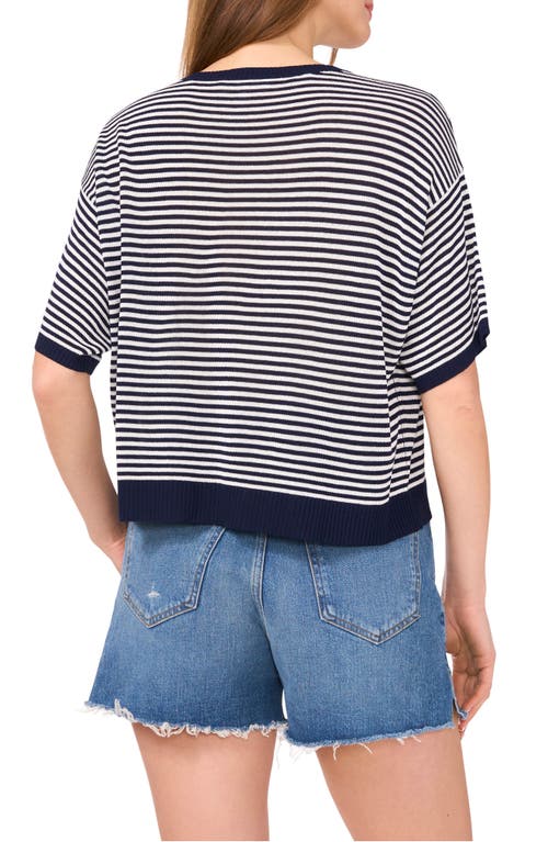 Two By Vince Camuto Stripe Elbow Sleeve Sweater In Classic Navy