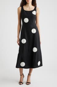 Elie Tahari The Lucie Dot Midi Dress