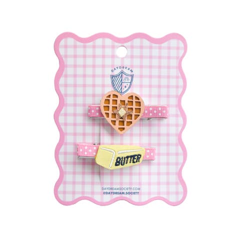 Waffle and Butter Hair Clip Set