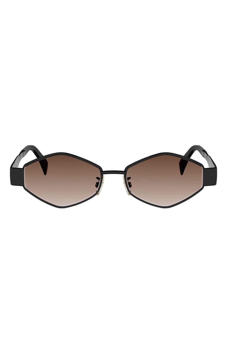 CELINE Triomphe 54mm Geometric Sunglasses, Main, color, Shiny Black / Gradient Brown