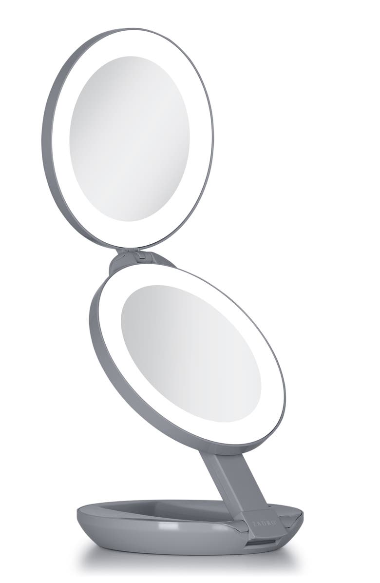 Zadro Lighted Travel Mirror with Magnification & Folding-to-Compact, Main, color, Black Shadow